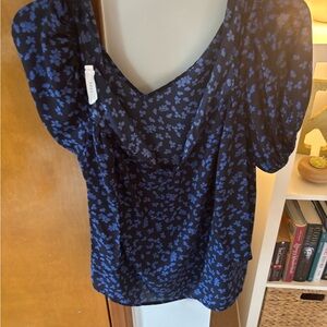 Lush Navy Floral Blouse